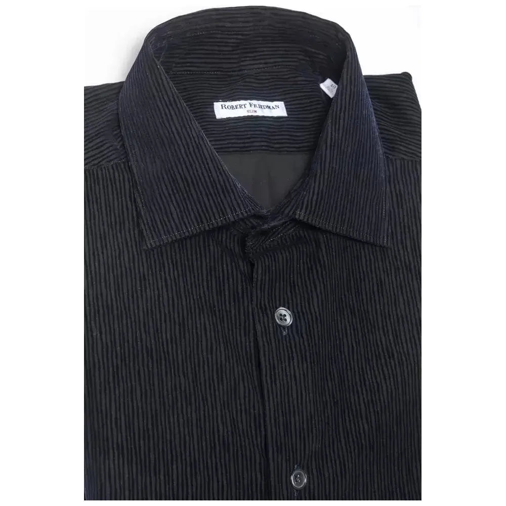 Robert Friedman Black Cotton Men Shirt RO-20405-M