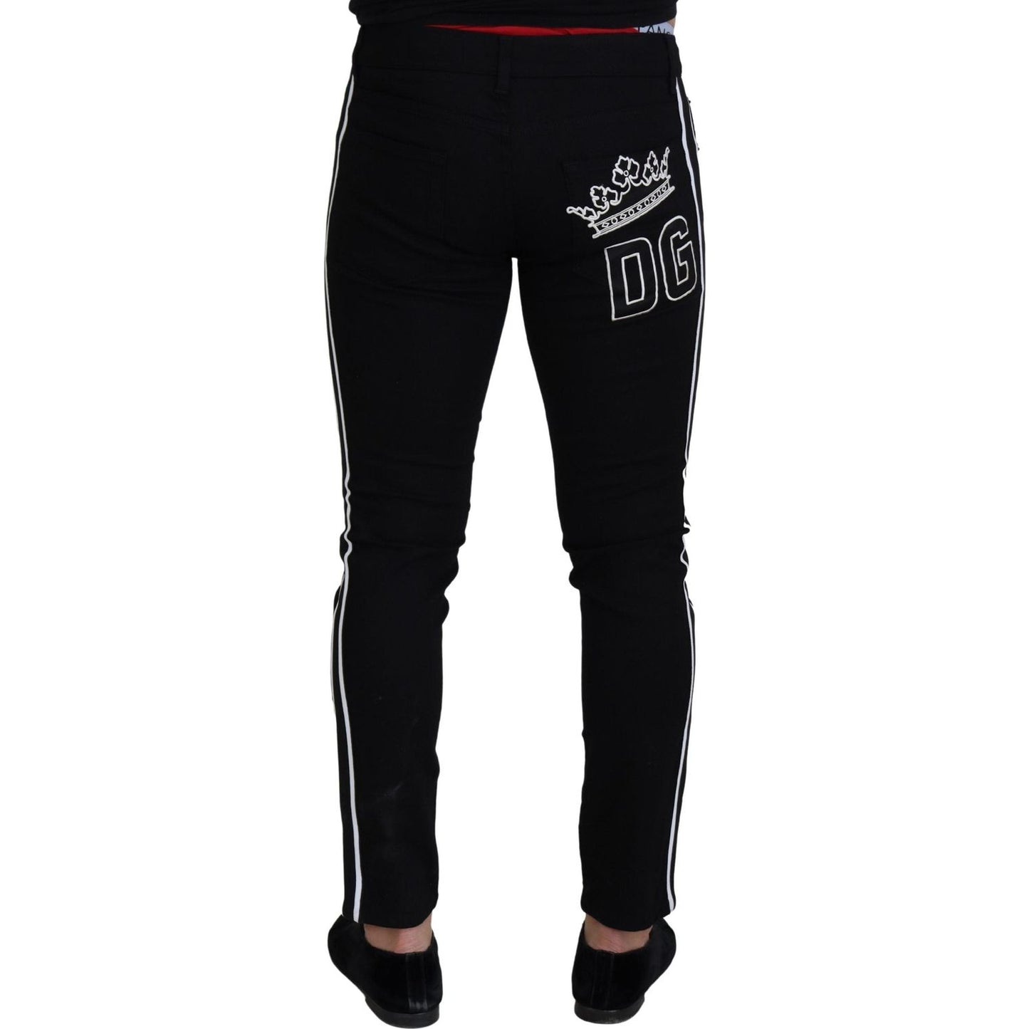 Dolce & Gabbana Black Cotton DG Crown Men Denim Jeans PAN72972-48