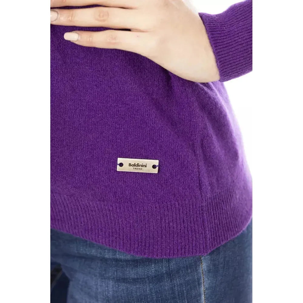Baldinini Trend Purple Wool Women Sweater Baldinini Trend Dark Slate Blue