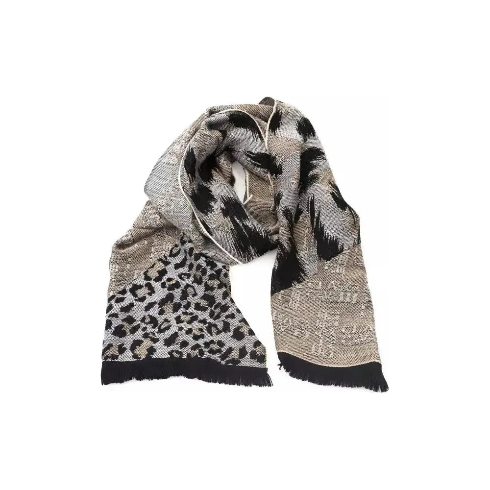 Cavalli Class Beige Wool Men Scarf Scarves Cavalli Class Dark Slate Gray