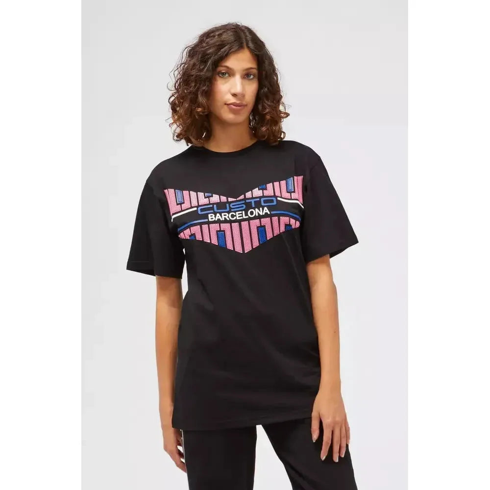 Custo Barcelona Black Cotton Women T-Shirt CU-22182-S