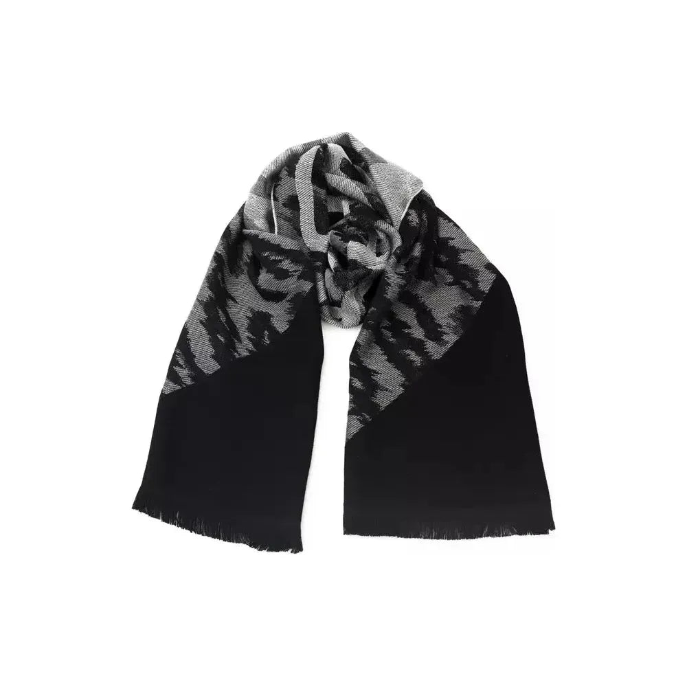 Cavalli Class Gray Wool Men Scarf Scarves Cavalli Class Black