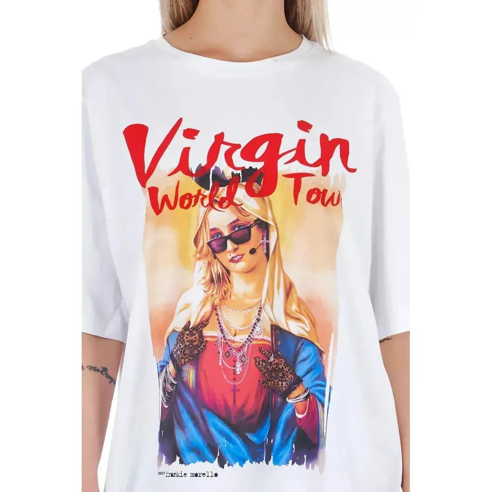 Frankie Morello White Cotton Women T-Shirt Frankie Morello Light Gray