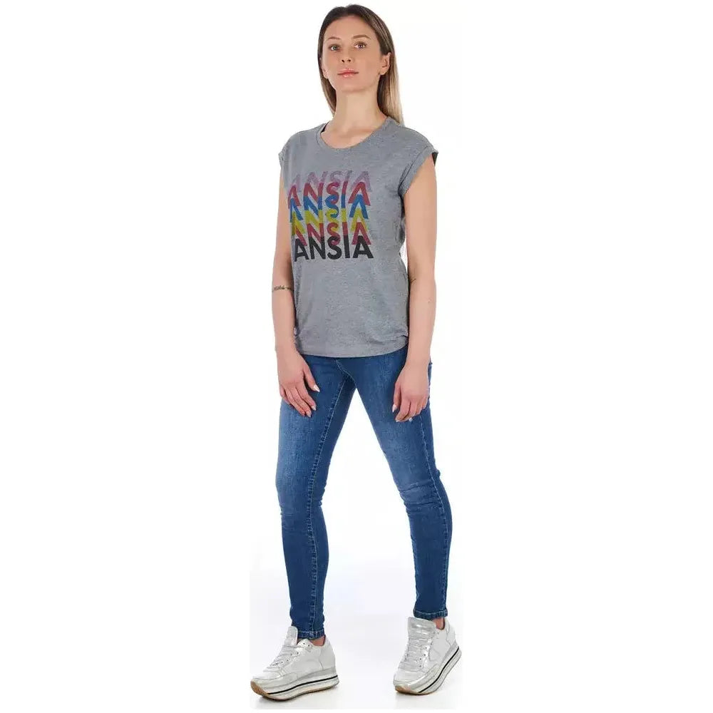 Frankie Morello Gray Cotton Women T-Shirt Frankie Morello Gray