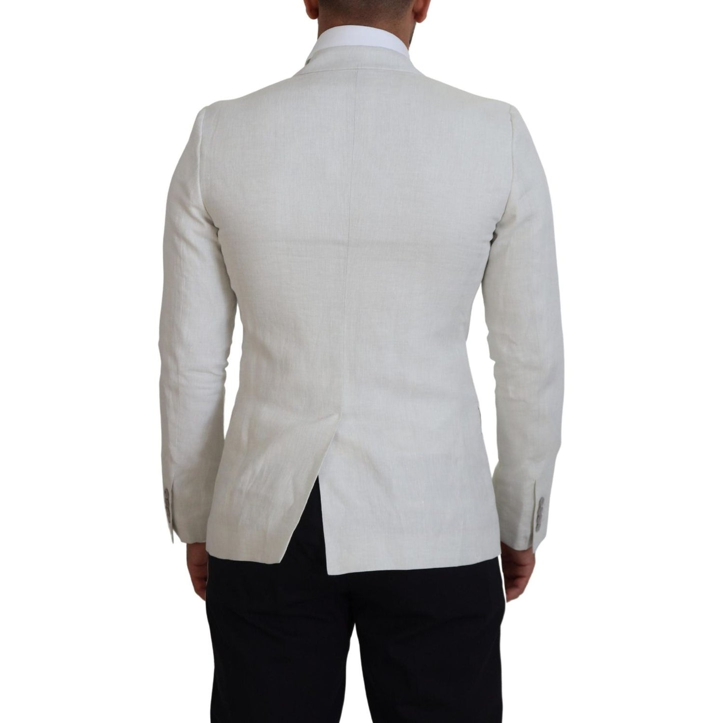 Dolce & Gabbana White Linen Slim Fit Jacket Blazer KOS2102- 44