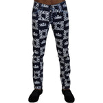 Dolce & Gabbana Elegant Crown Print Denim Pants Dolce & Gabbana Gray