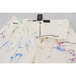 Dolce & Gabbana White Cotton Color Splash Print Denim Pants PAN73299 - 48