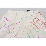 Dolce & Gabbana White Cotton Color Splash Print Denim Pants PAN73299 - 48