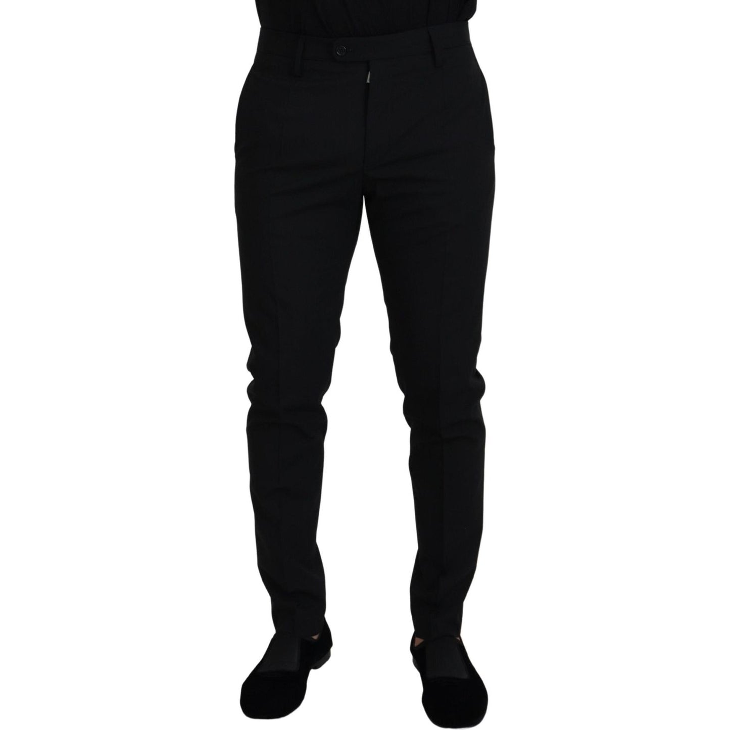 Dolce & Gabbana Black Polyester Chino Formal Pants