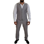 Dolce & Gabbana Silver Wool Silk 3 Piece Slim Fit Suit KOS2169- 52