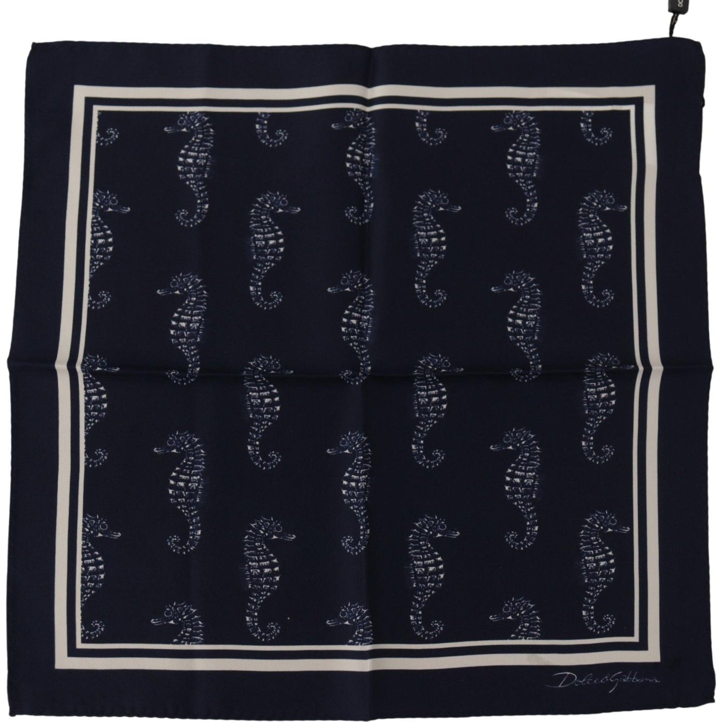 Dolce & Gabbana Elegant Blue Seahorse Silk Men's Scarf Dolce & Gabbana Black