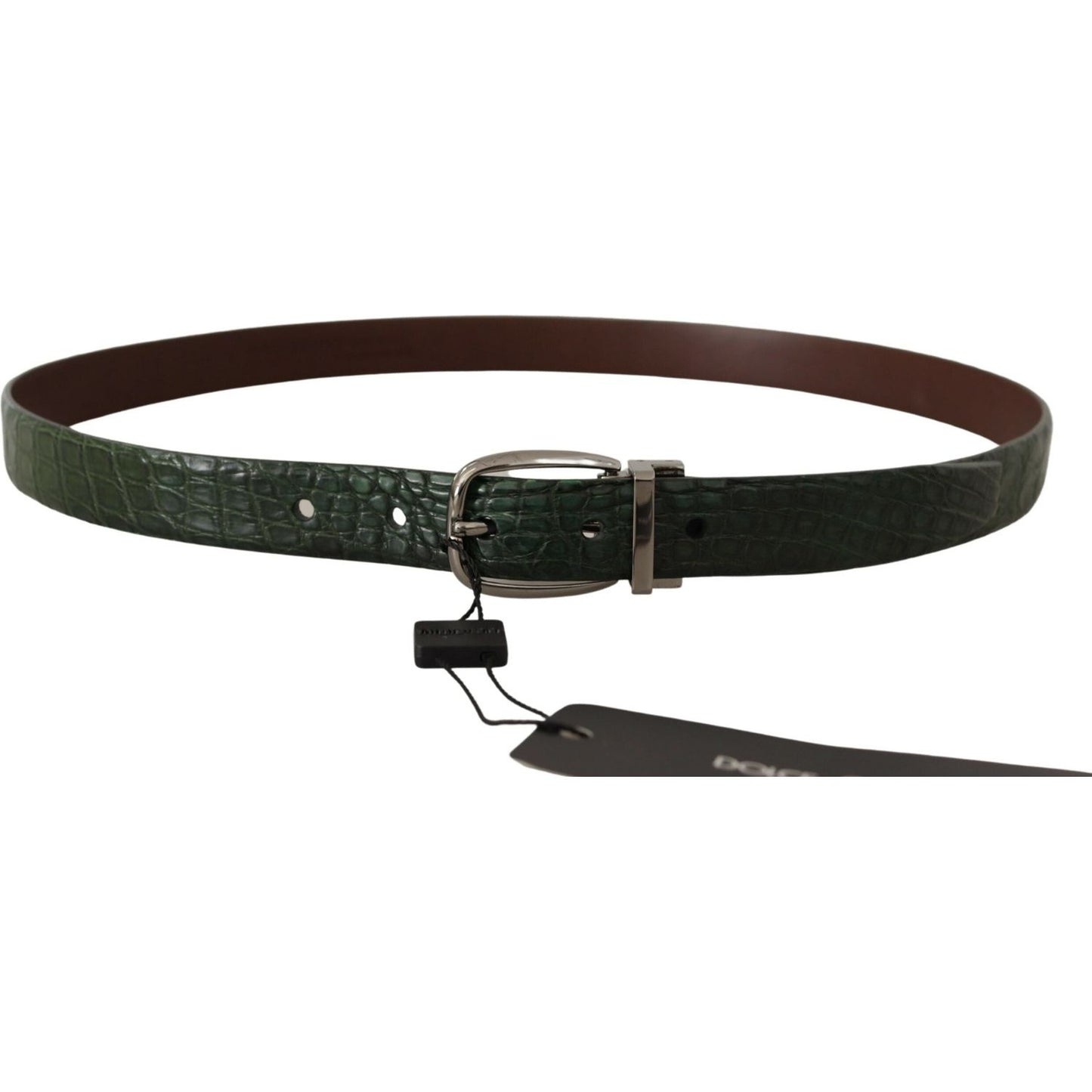 Dolce & Gabbana Elegant Italian Leather Crocodile Belt Dolce & Gabbana Dark Slate Gray