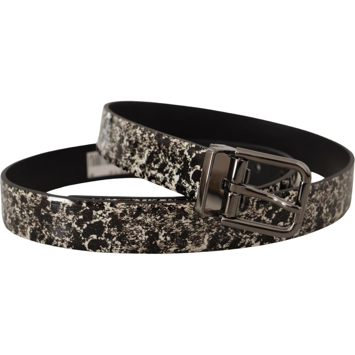 Dolce & Gabbana Elegant Marble Print Leather Belt Dolce & Gabbana Dark Slate Gray