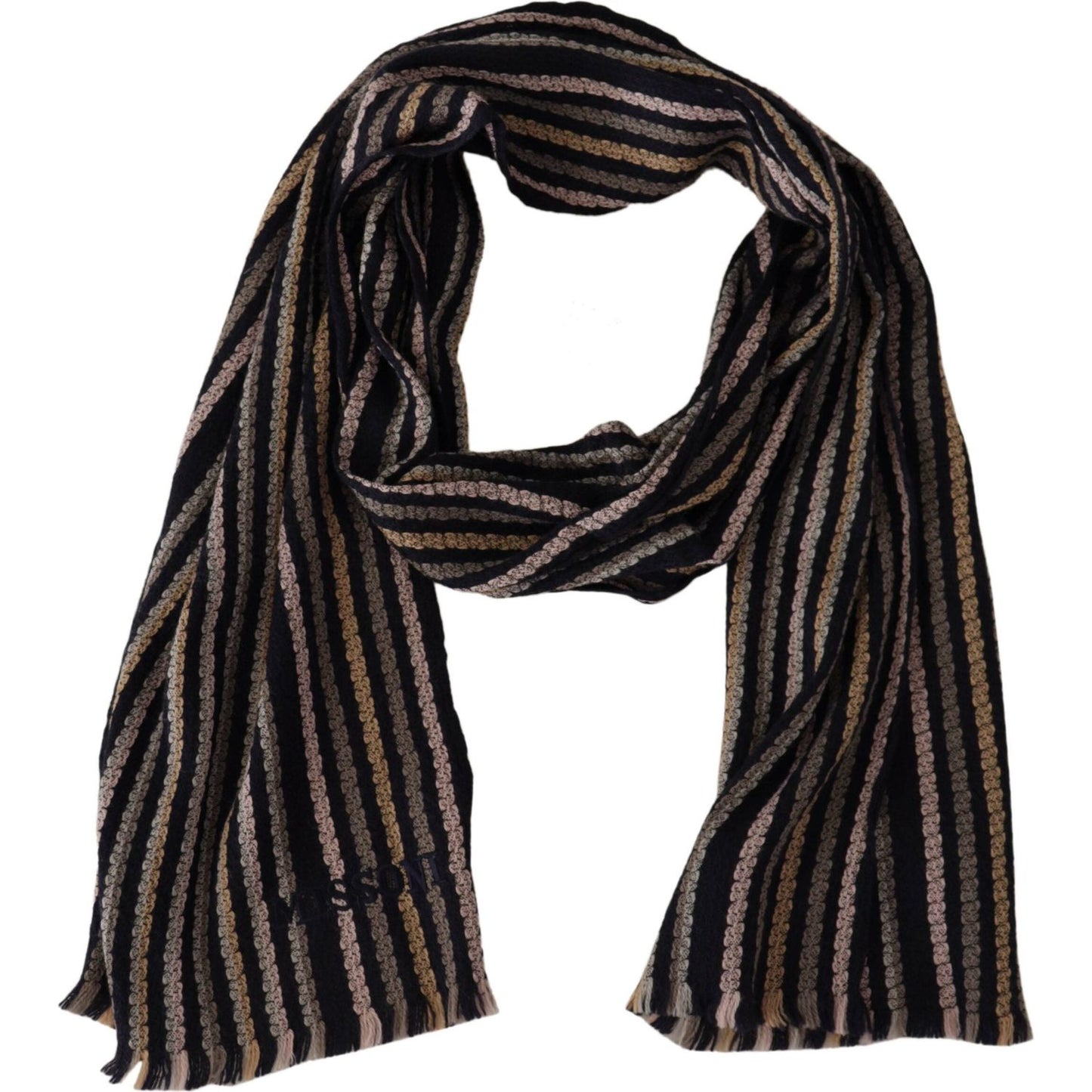 Missoni Authentic Multicolor Wool Mens Scarf Missoni Black