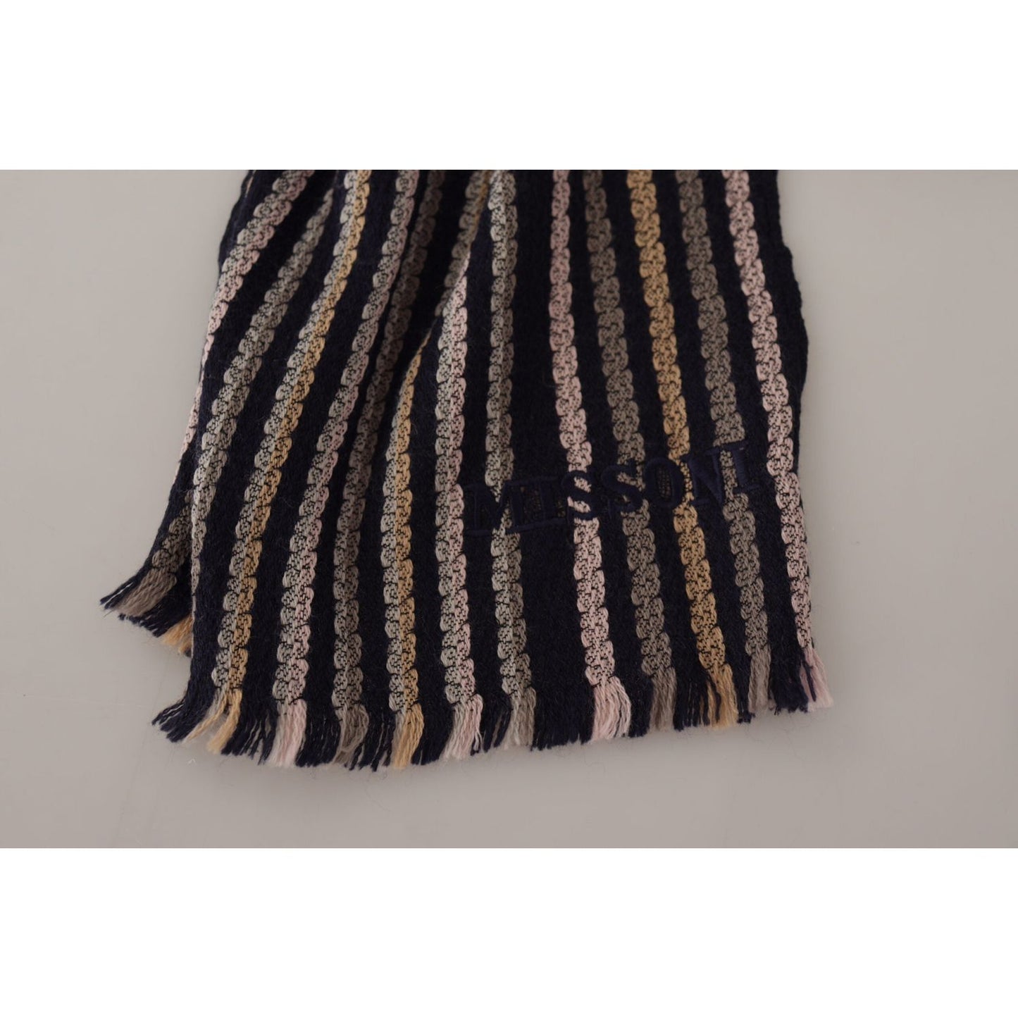 Missoni Authentic Multicolor Wool Mens Scarf Missoni Dark Gray