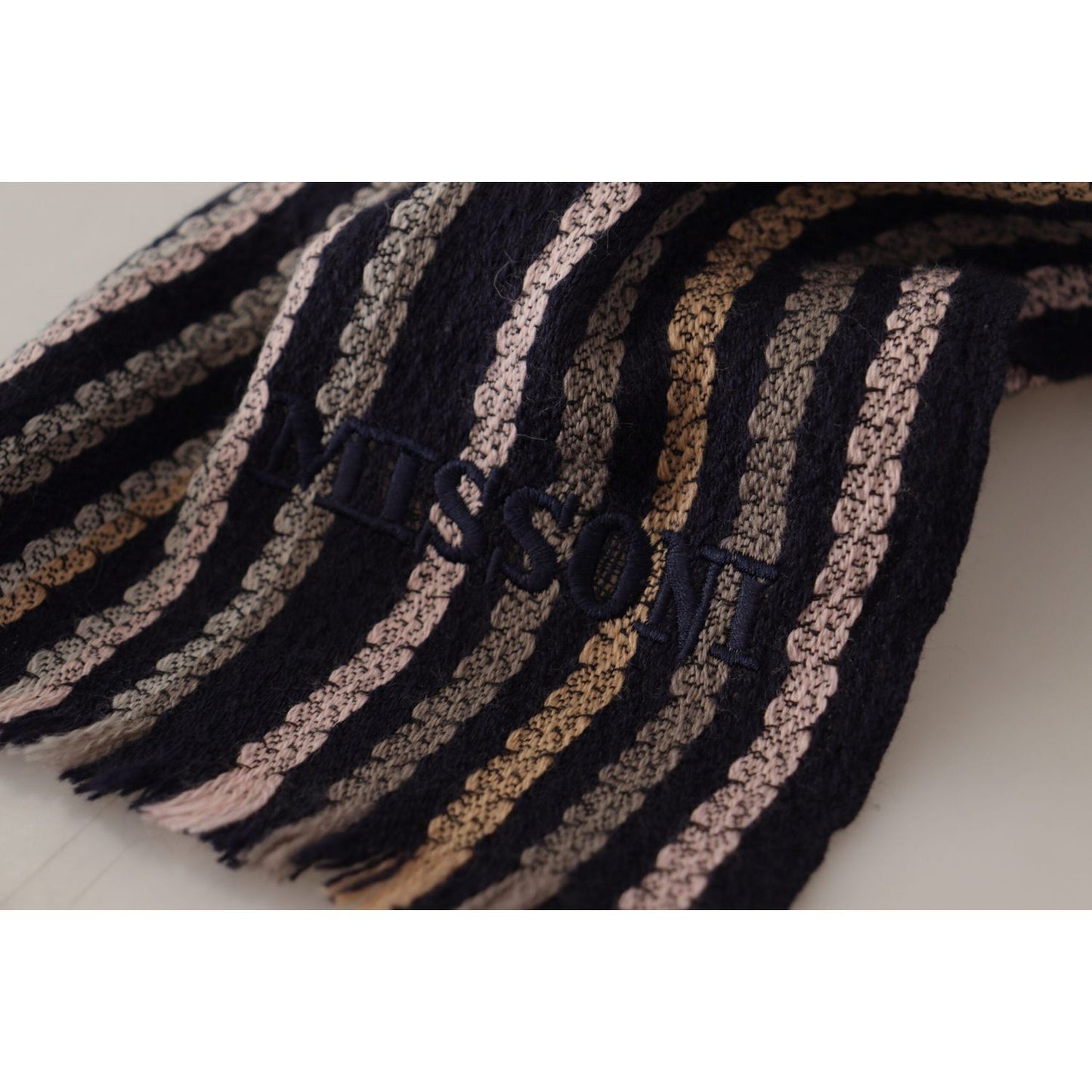 Missoni Authentic Multicolor Wool Mens Scarf Missoni Dark Gray