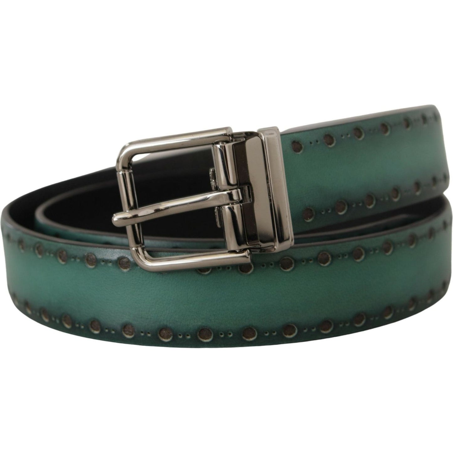 Dolce & Gabbana Elegant Leather Belt with Silver Tone Buckle Dolce & Gabbana Dark Slate Gray