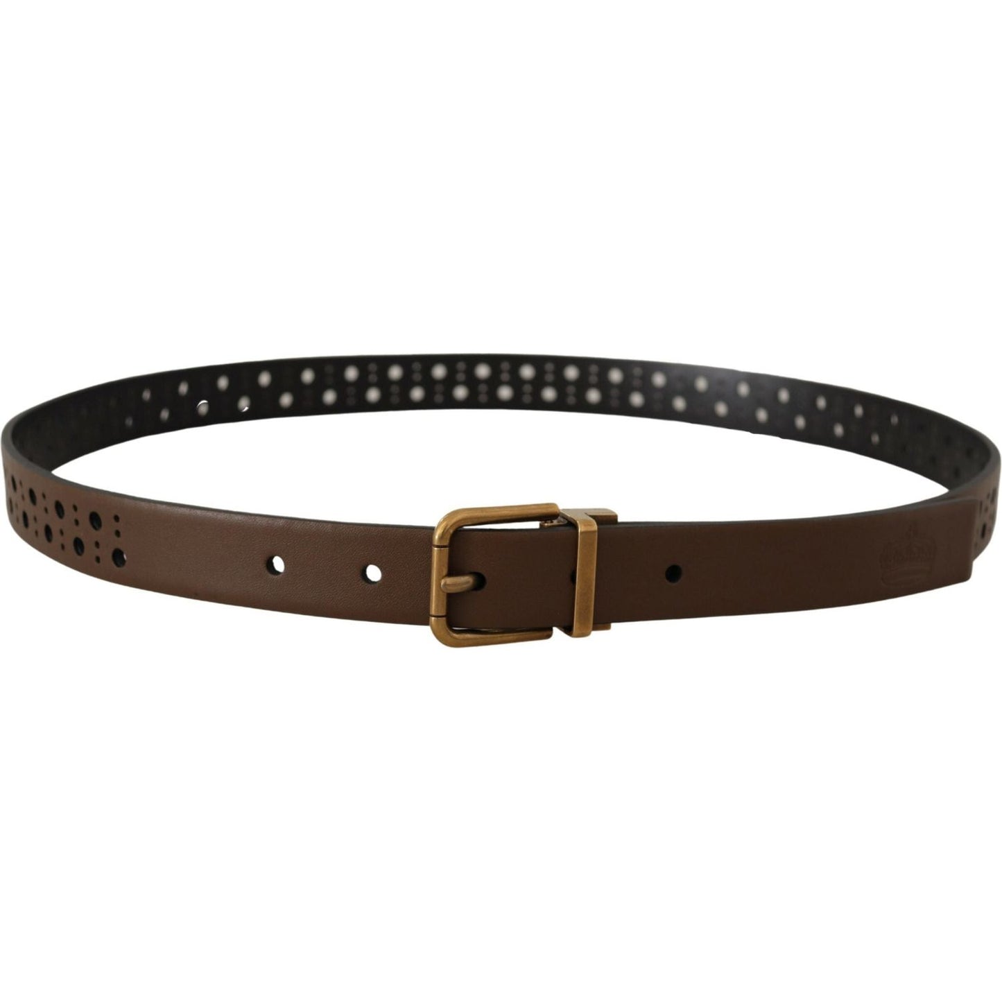 Dolce & Gabbana Elegant Brown Leather Belt with Golden Buckle Dolce & Gabbana Dark Slate Gray