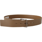 Dolce & Gabbana Beige Leather Statement Belt with Silver Buckle Dolce & Gabbana Dark Olive Green