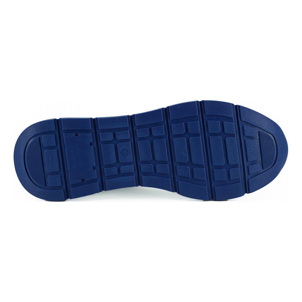 Versace Elegant Blue and White Leather Sneakers Versace Midnight Blue