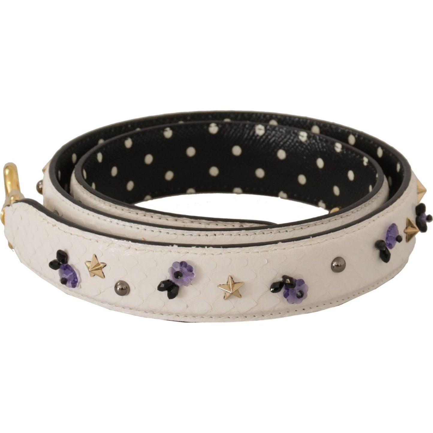 Dolce & Gabbana Elegant White Leather Shoulder Strap Accessory Dolce & Gabbana Black