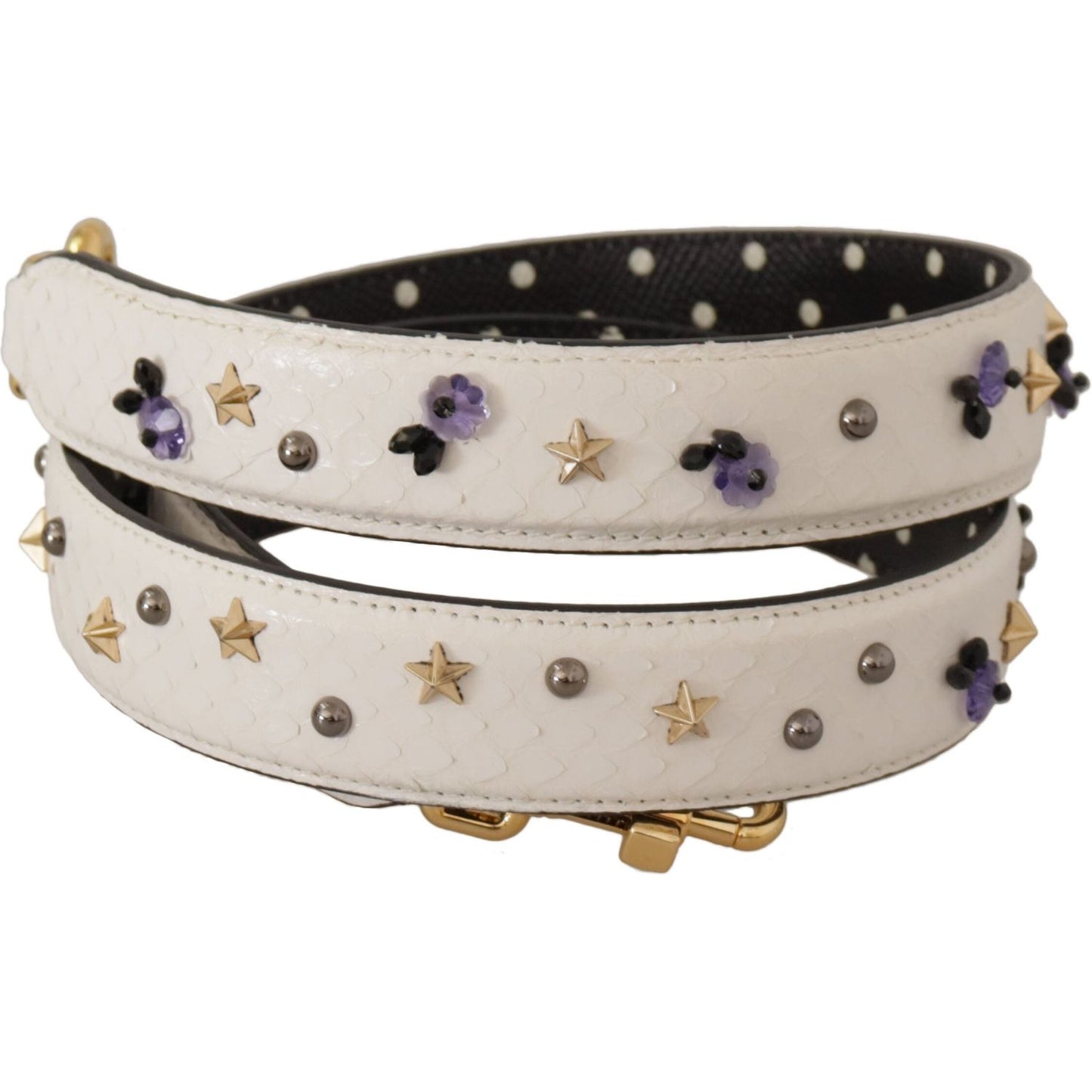 Dolce & Gabbana Elegant White Leather Shoulder Strap Accessory Dolce & Gabbana Gray