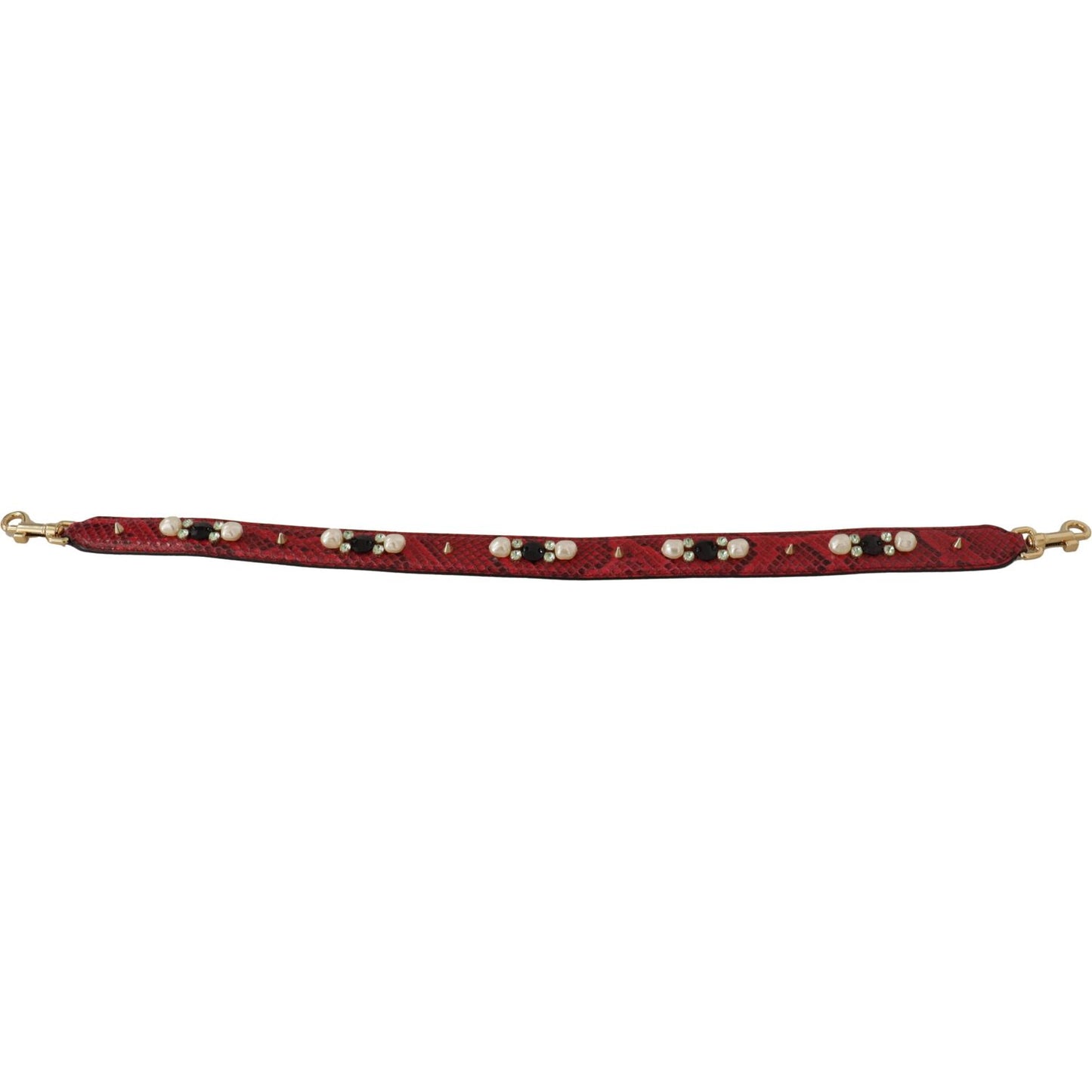 Dolce & Gabbana Elegant Red Python Leather Shoulder Strap Dolce & Gabbana Saddle Brown