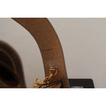Dolce & Gabbana Elegant Gold Leather Shoulder Strap Dolce & Gabbana Dark Gray