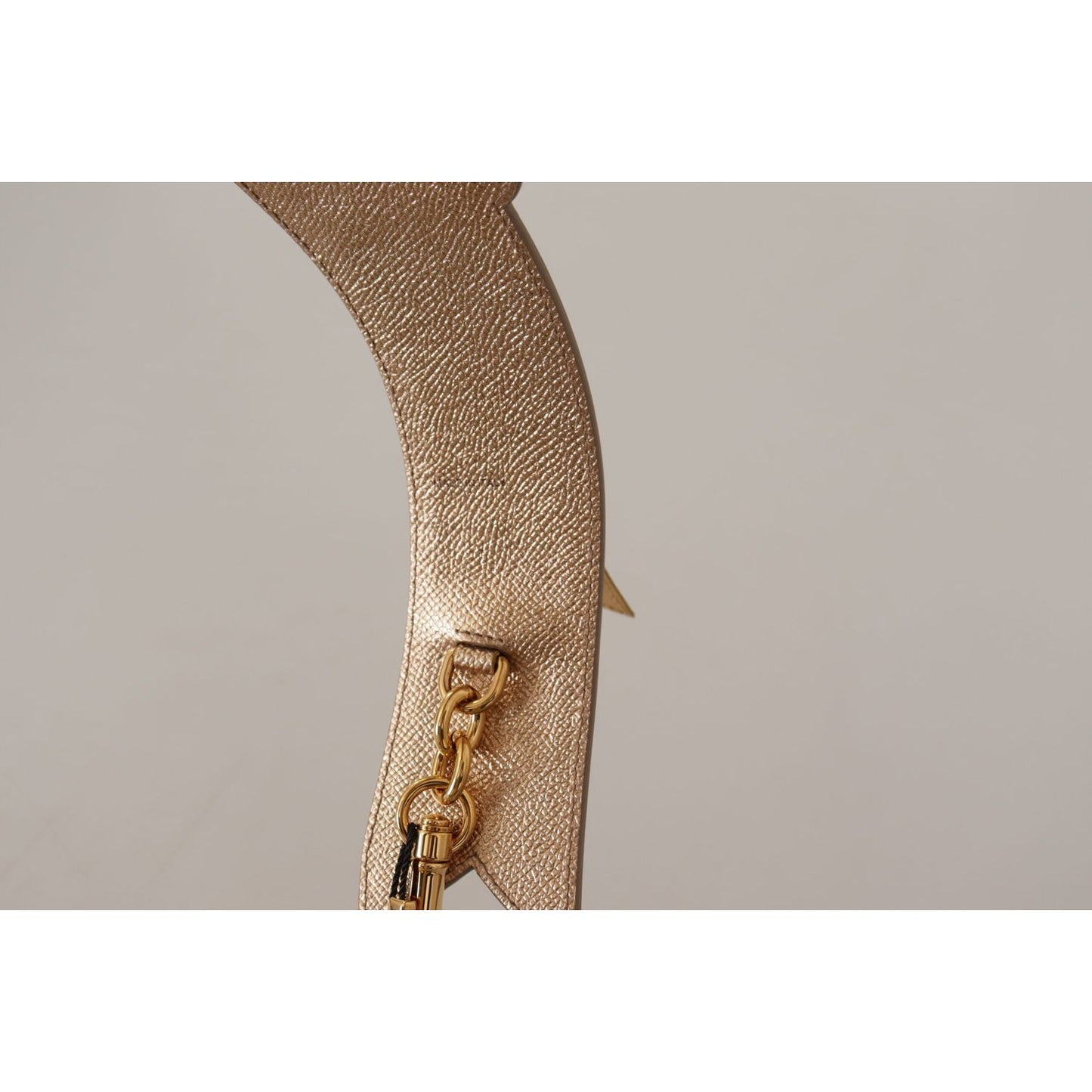 Dolce & Gabbana Elegant Gold Leather Shoulder Strap Dolce & Gabbana Dark Gray