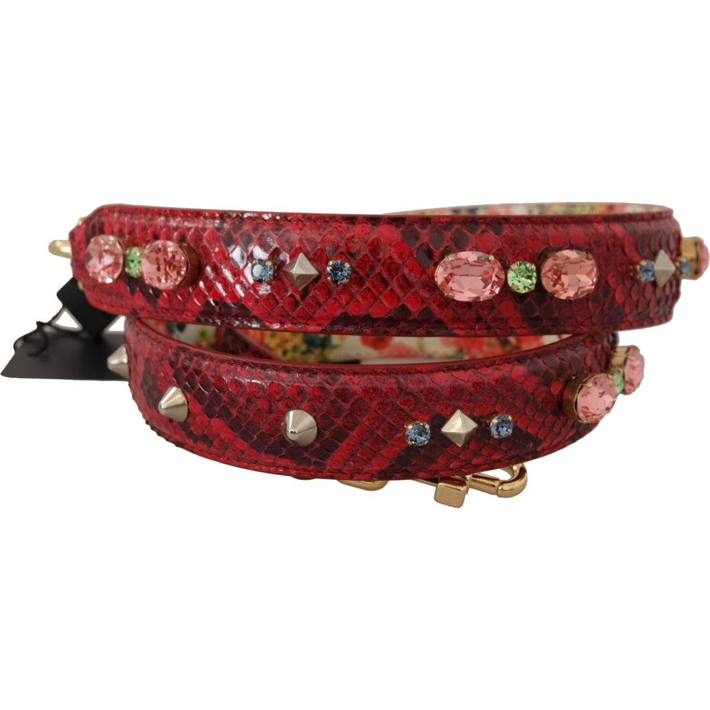 Dolce & Gabbana Elegant Red Python Leather Bag Strap Dolce & Gabbana Saddle Brown