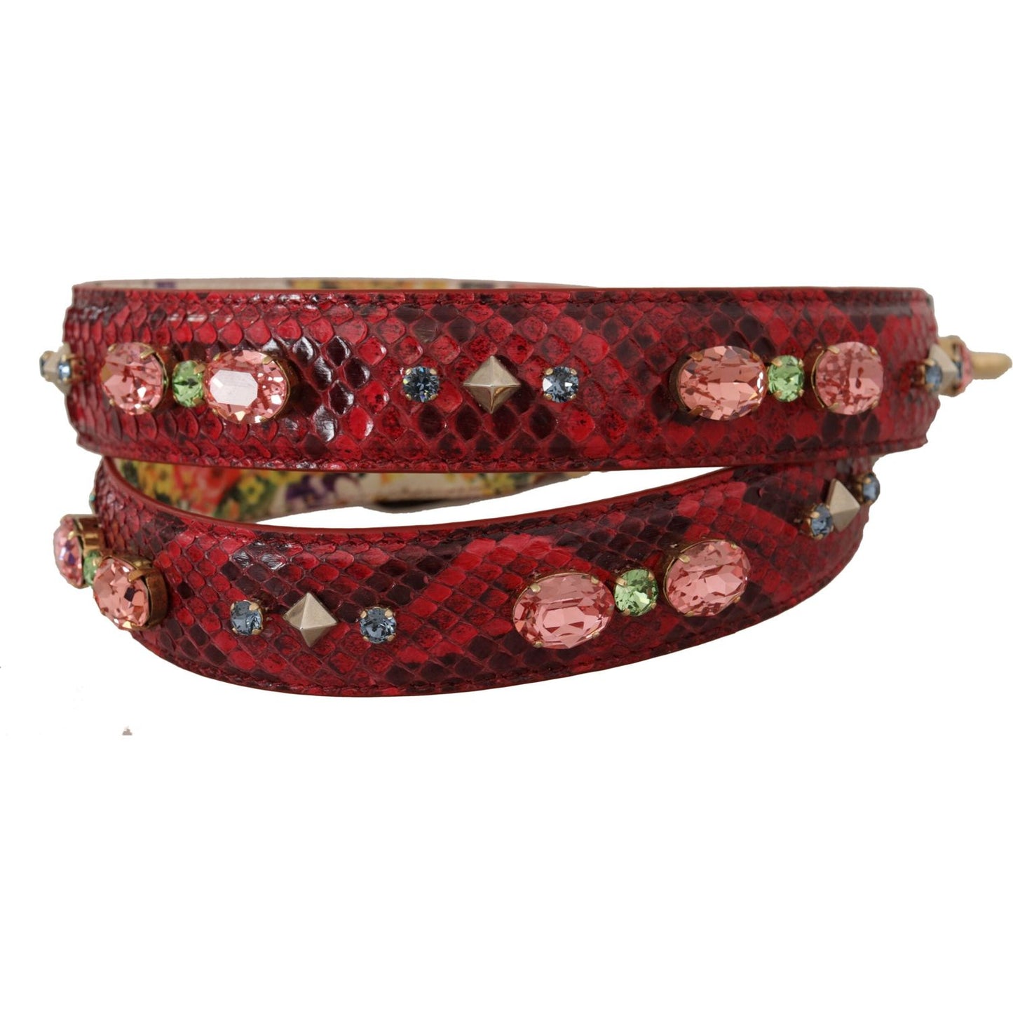Dolce & Gabbana Elegant Red Python Leather Bag Strap Dolce & Gabbana Saddle Brown