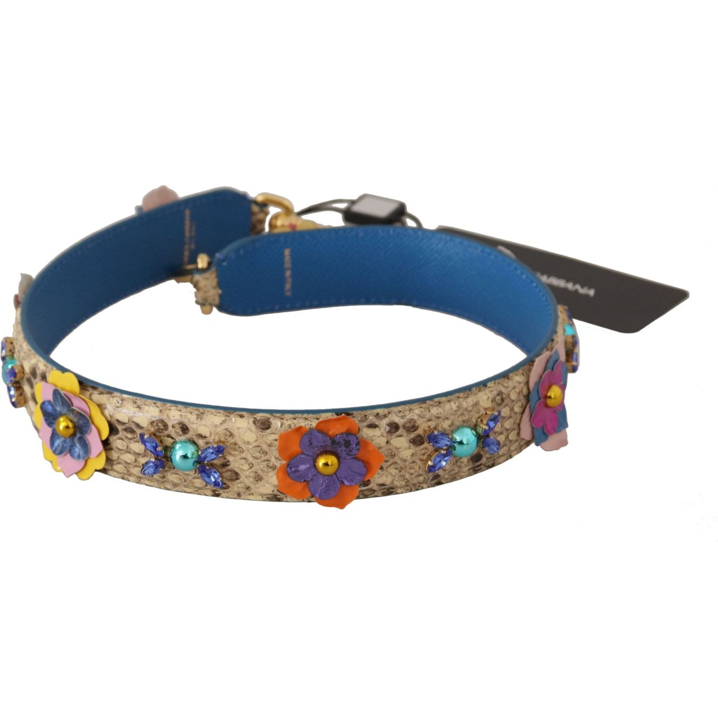 Dolce & Gabbana Elegant Beige Python Leather Strap Dolce & Gabbana Dark Slate Gray