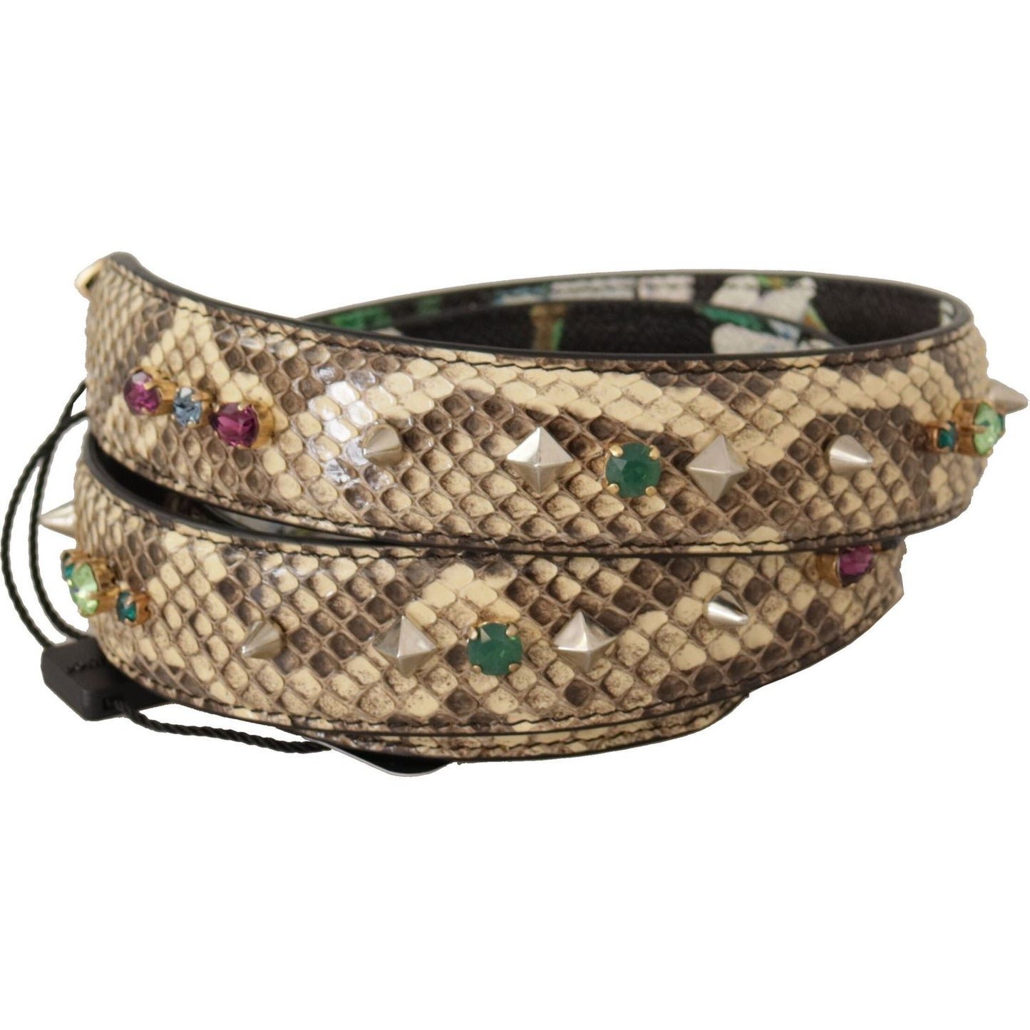 Dolce & Gabbana Elegant Beige Python Leather Shoulder Strap Dolce & Gabbana Dim Gray