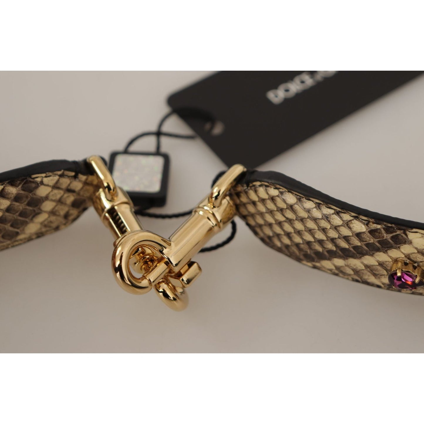 Dolce & Gabbana Elegant Beige Python Leather Shoulder Strap Dolce & Gabbana Rosy Brown