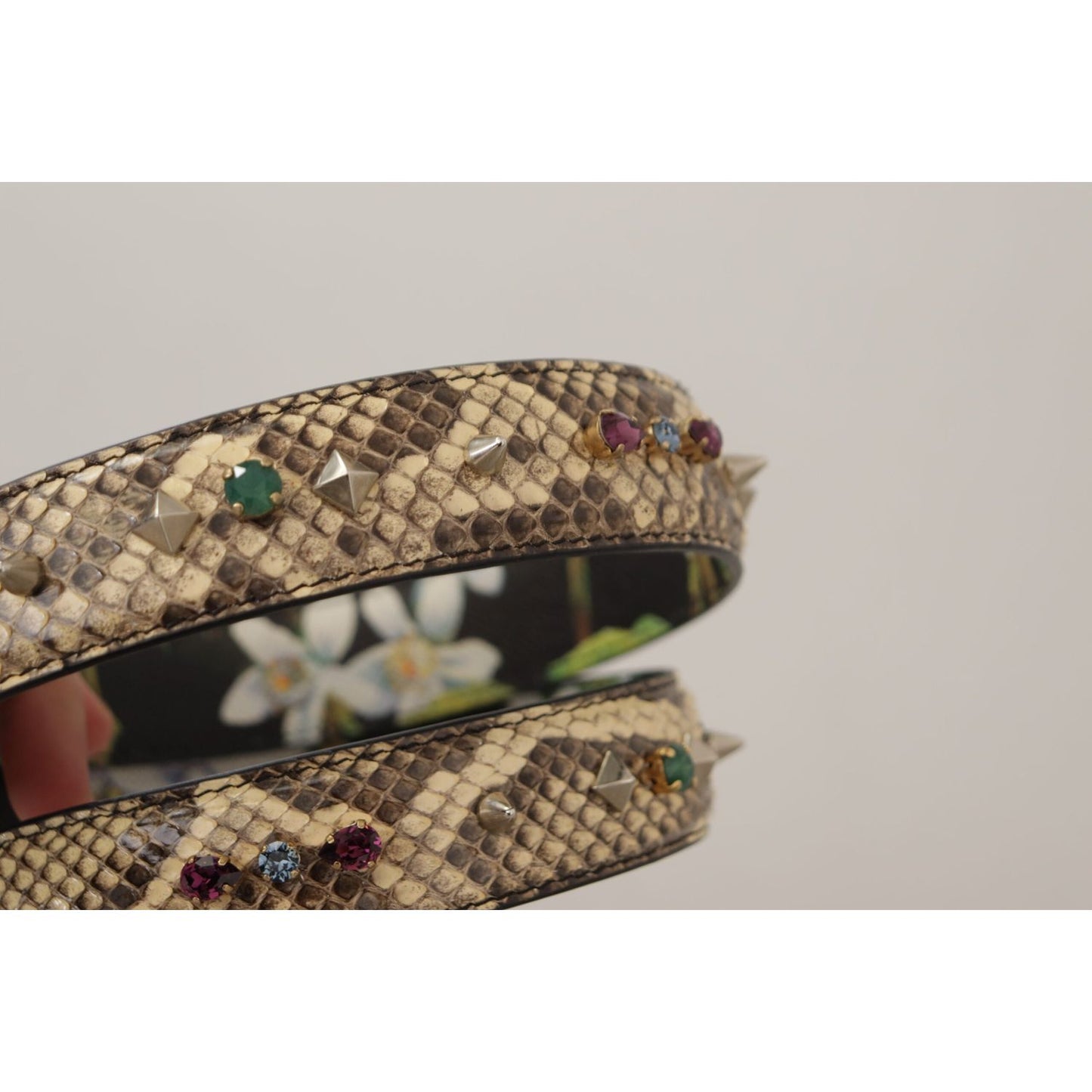 Dolce & Gabbana Elegant Beige Python Leather Shoulder Strap Dolce & Gabbana Gray