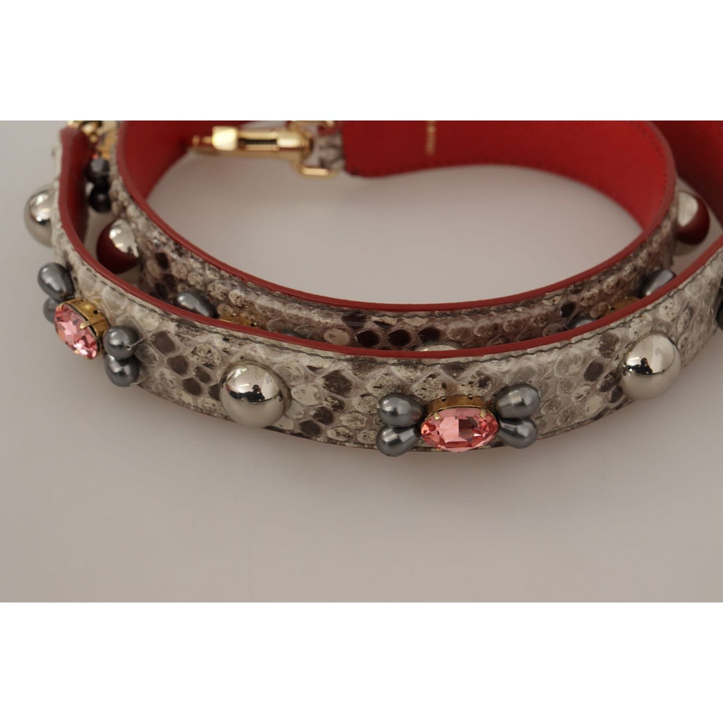 Dolce & Gabbana Opulent Python Leather Bag Strap in Beige Dolce & Gabbana Rosy Brown