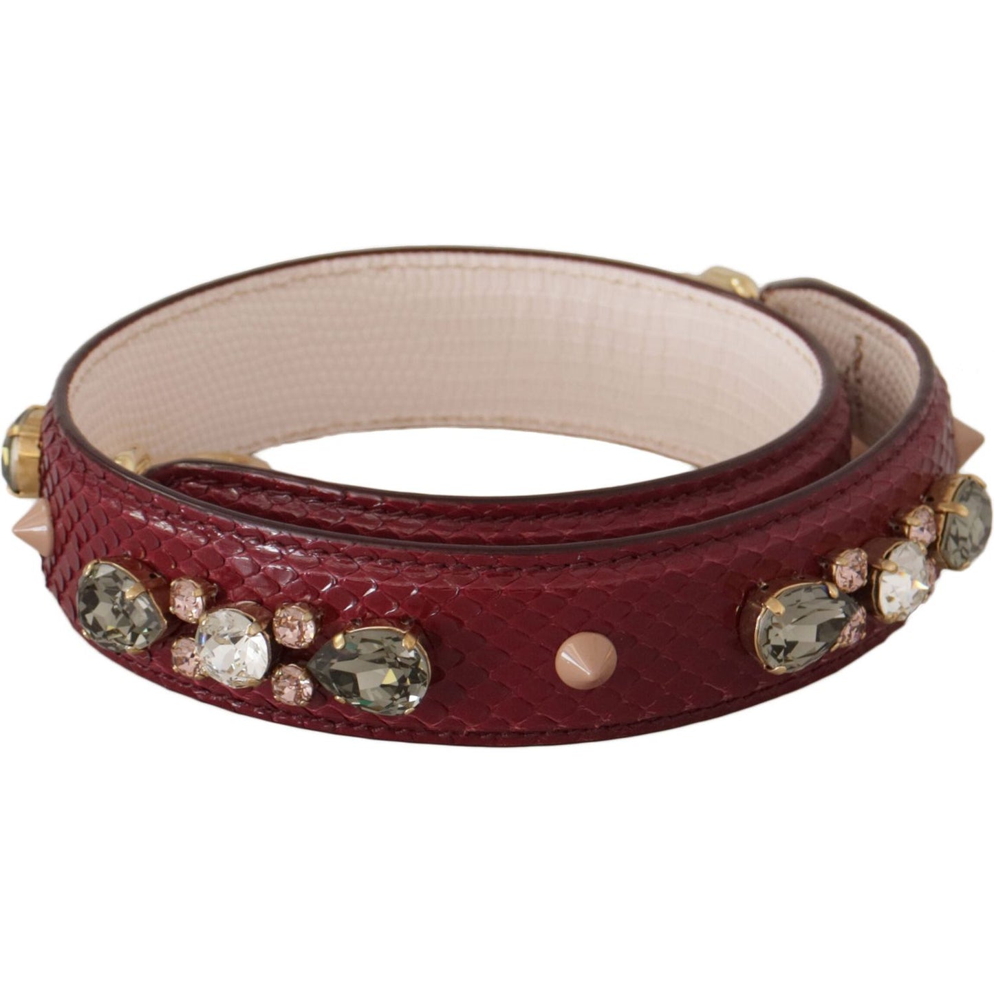 Dolce & Gabbana Elegant Python Leather Bag Strap in Bordeaux Dolce & Gabbana Gray