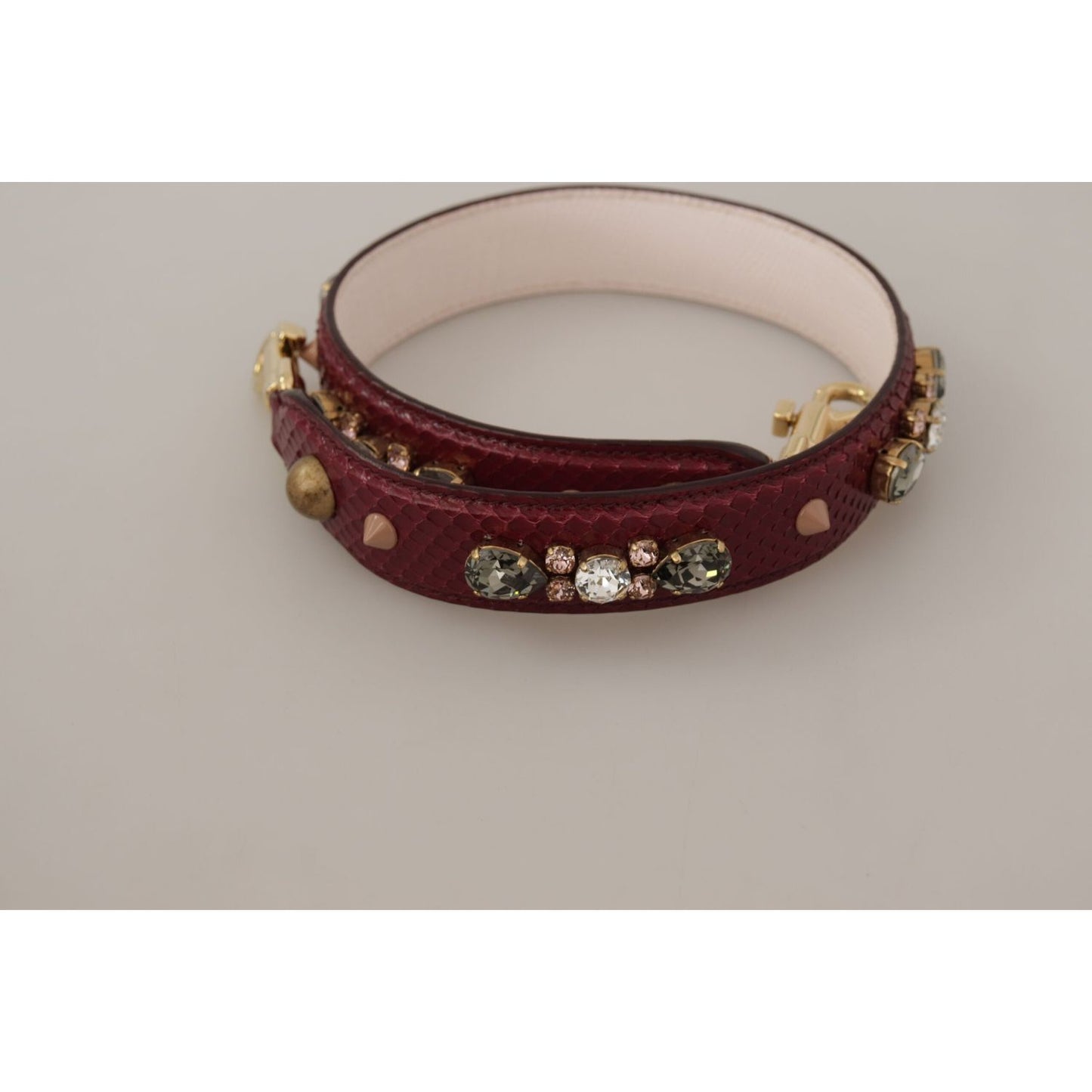 Dolce & Gabbana Elegant Python Leather Bag Strap in Bordeaux Dolce & Gabbana Dark Gray