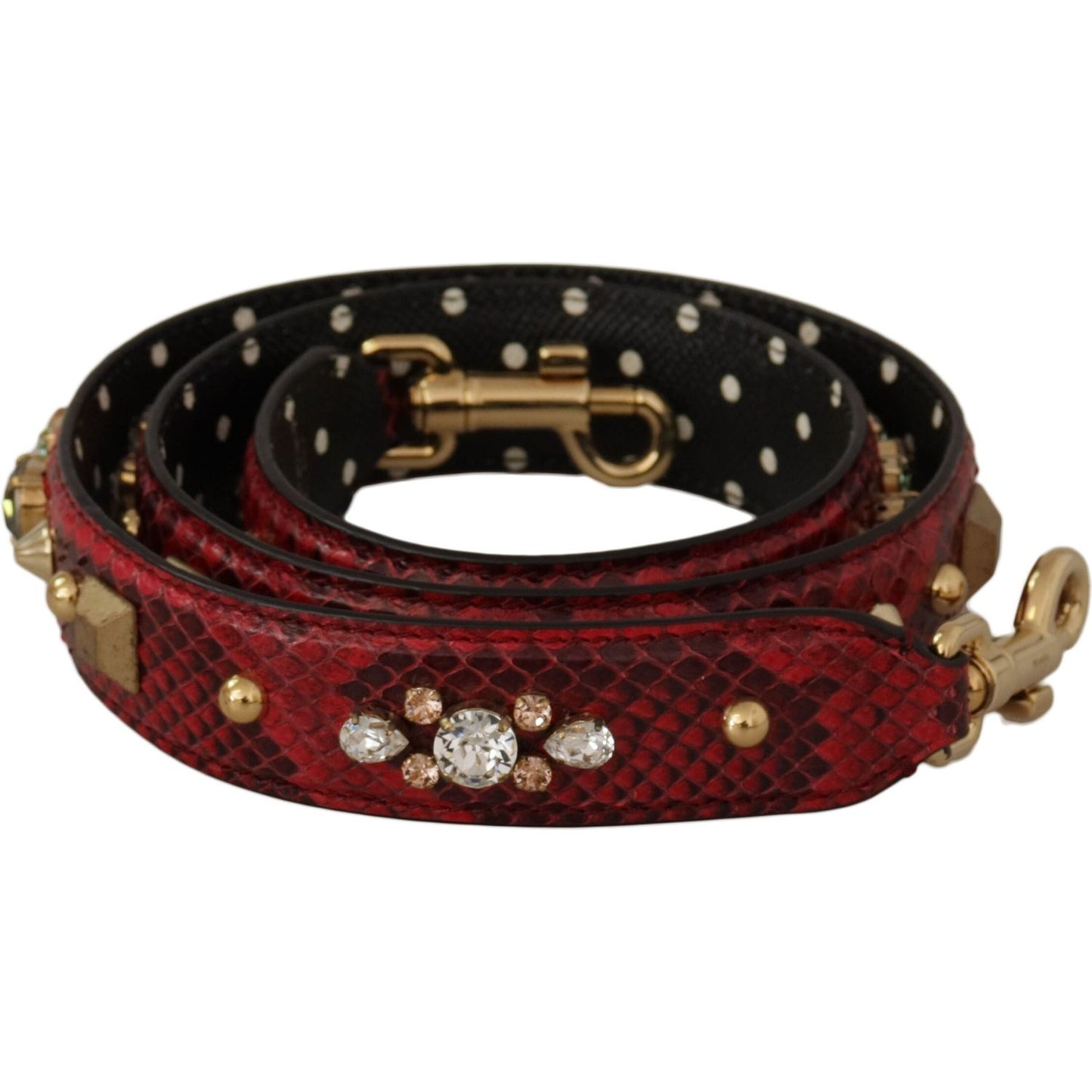 Dolce & Gabbana Red Python Leather Shoulder Bag Strap Dolce & Gabbana Black