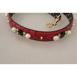 Dolce & Gabbana Elegant Red Python Leather Shoulder Strap Dolce & Gabbana Dark Gray