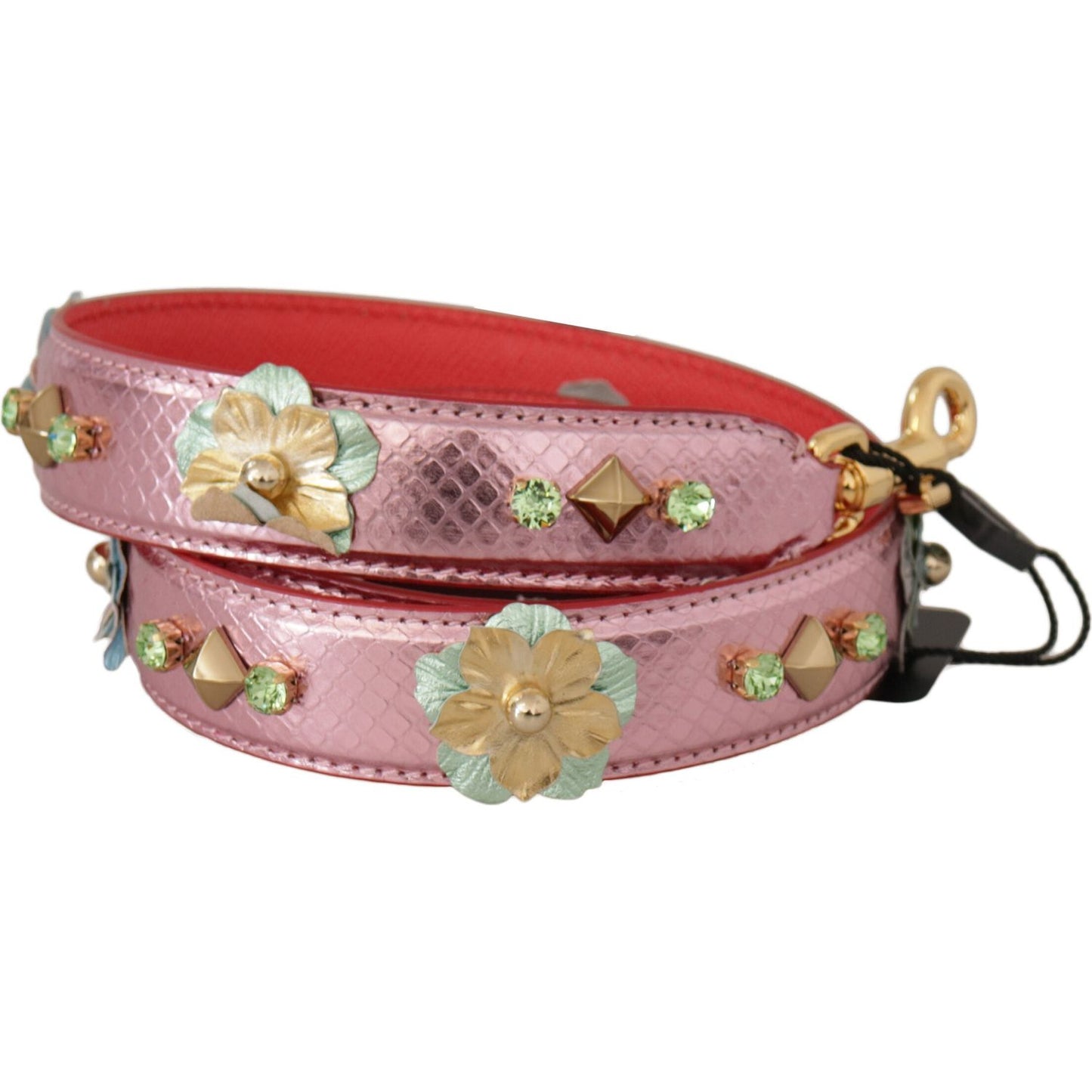 Dolce & Gabbana Elegant Metallic Pink Leather Shoulder Strap Dolce & Gabbana Rosy Brown