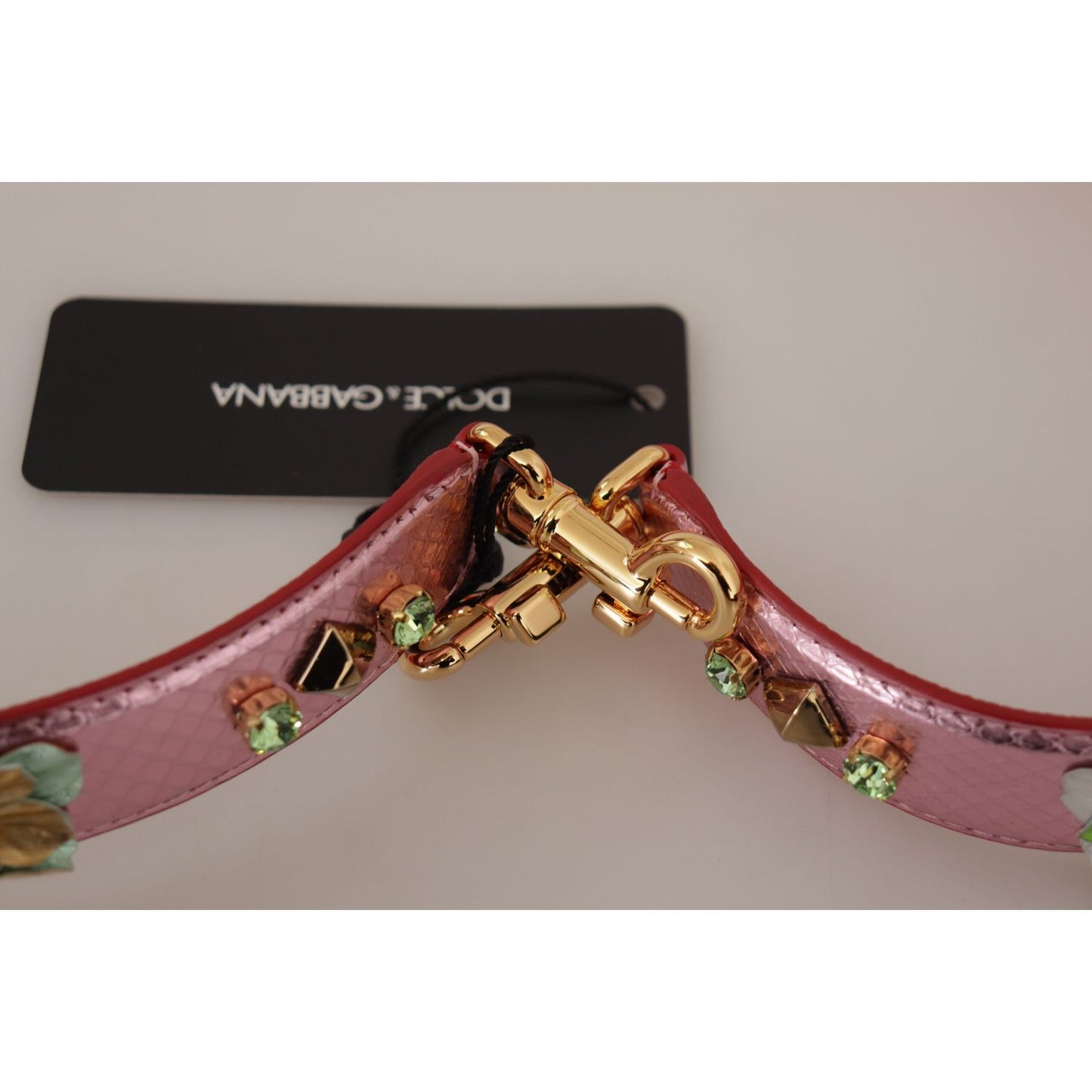 Dolce & Gabbana Elegant Metallic Pink Leather Shoulder Strap Dolce & Gabbana Rosy Brown