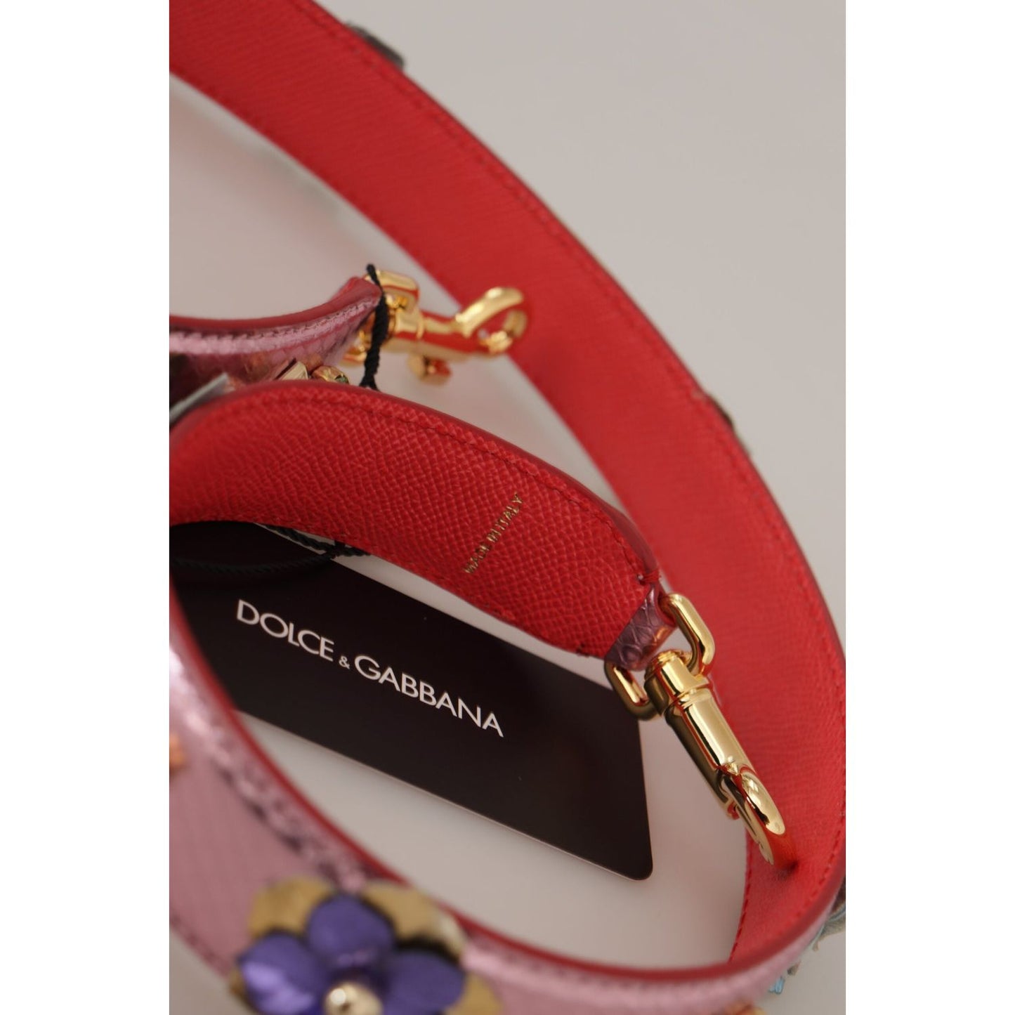 Dolce & Gabbana Elegant Metallic Pink Leather Shoulder Strap Dolce & Gabbana Brown