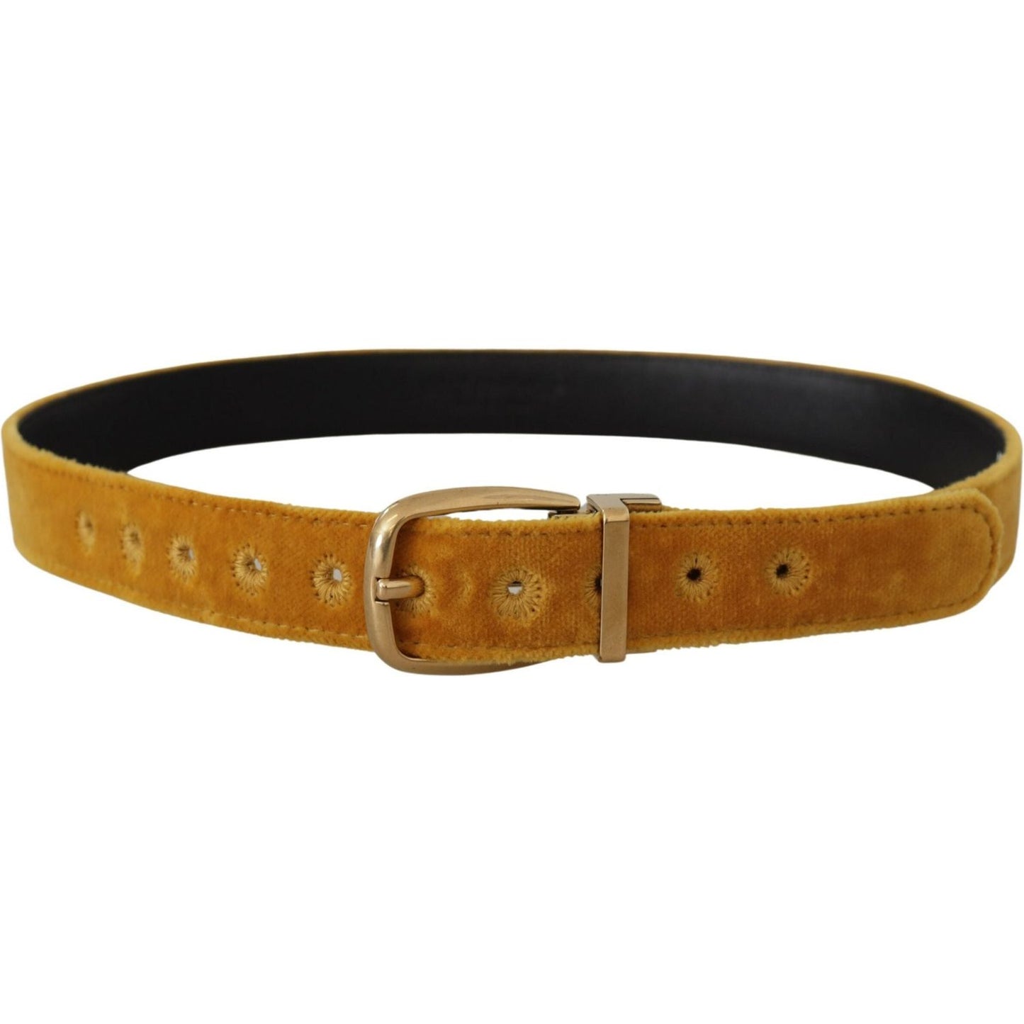 Dolce & Gabbana Elegant Velvet Gold Buckle Women's Belt Dolce & Gabbana Sienna