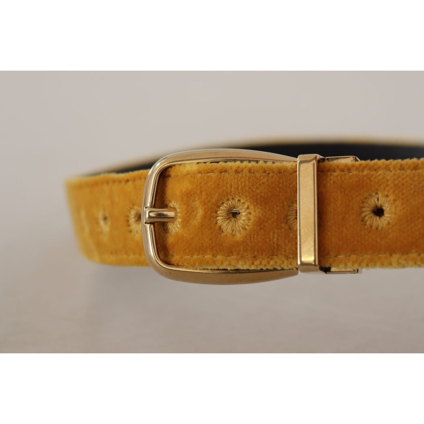 Dolce & Gabbana Elegant Velvet Gold Buckle Women's Belt Dolce & Gabbana Dark Gray
