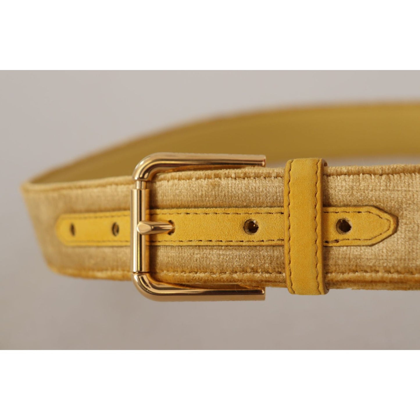 Dolce & Gabbana Elegant Velvet Designer Gold-Buckled Belt Dolce & Gabbana Dark Khaki