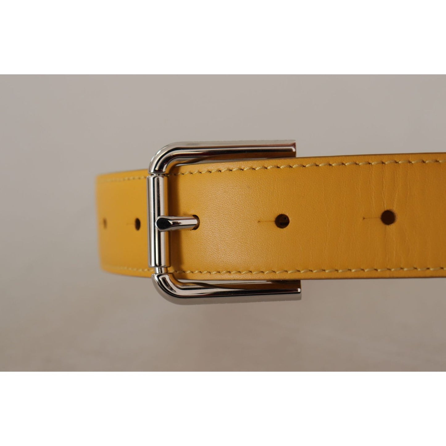 Dolce & Gabbana Elegant Leather Belt in Sunshine Yellow Dolce & Gabbana Rosy Brown