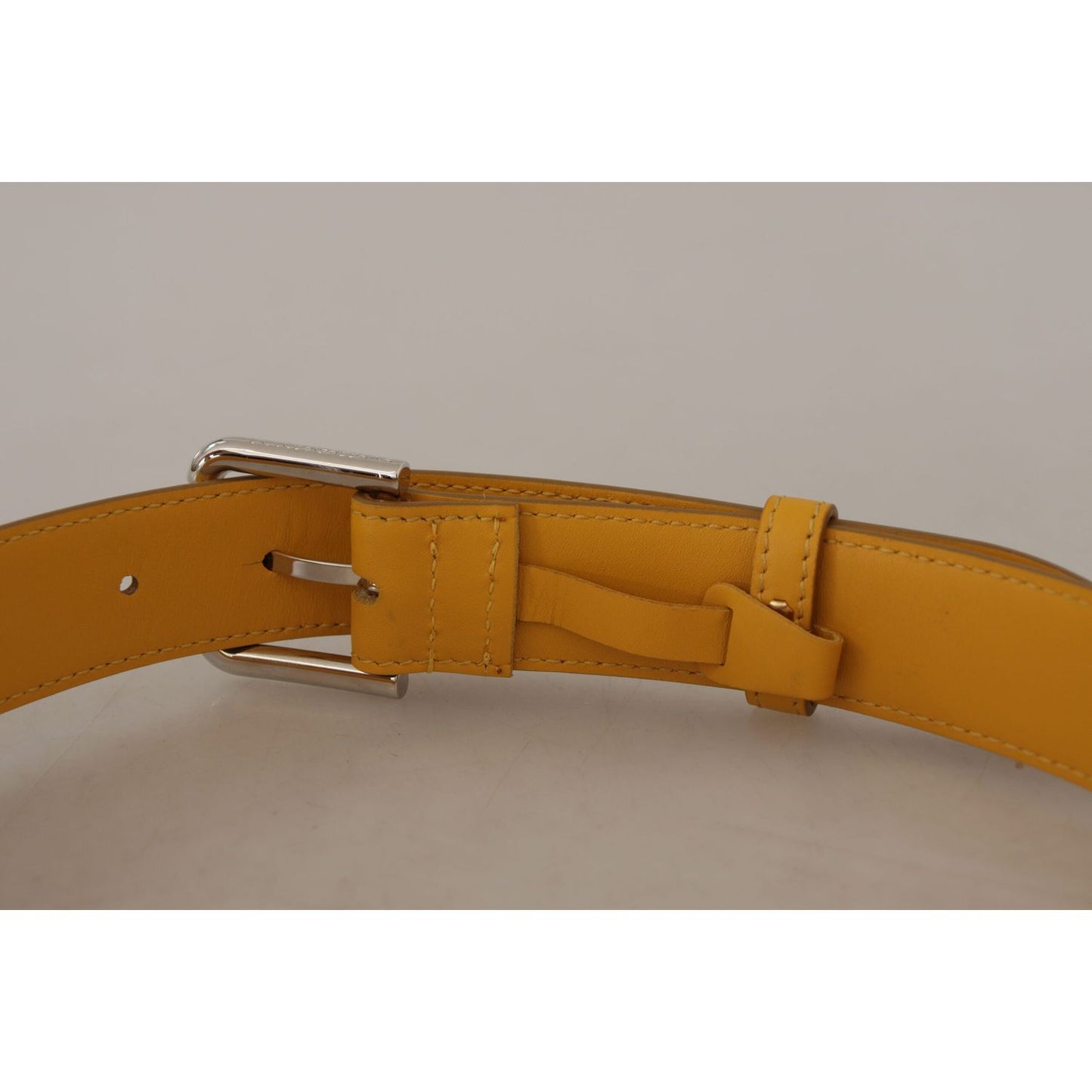 Dolce & Gabbana Elegant Leather Belt in Sunshine Yellow Dolce & Gabbana Dark Gray