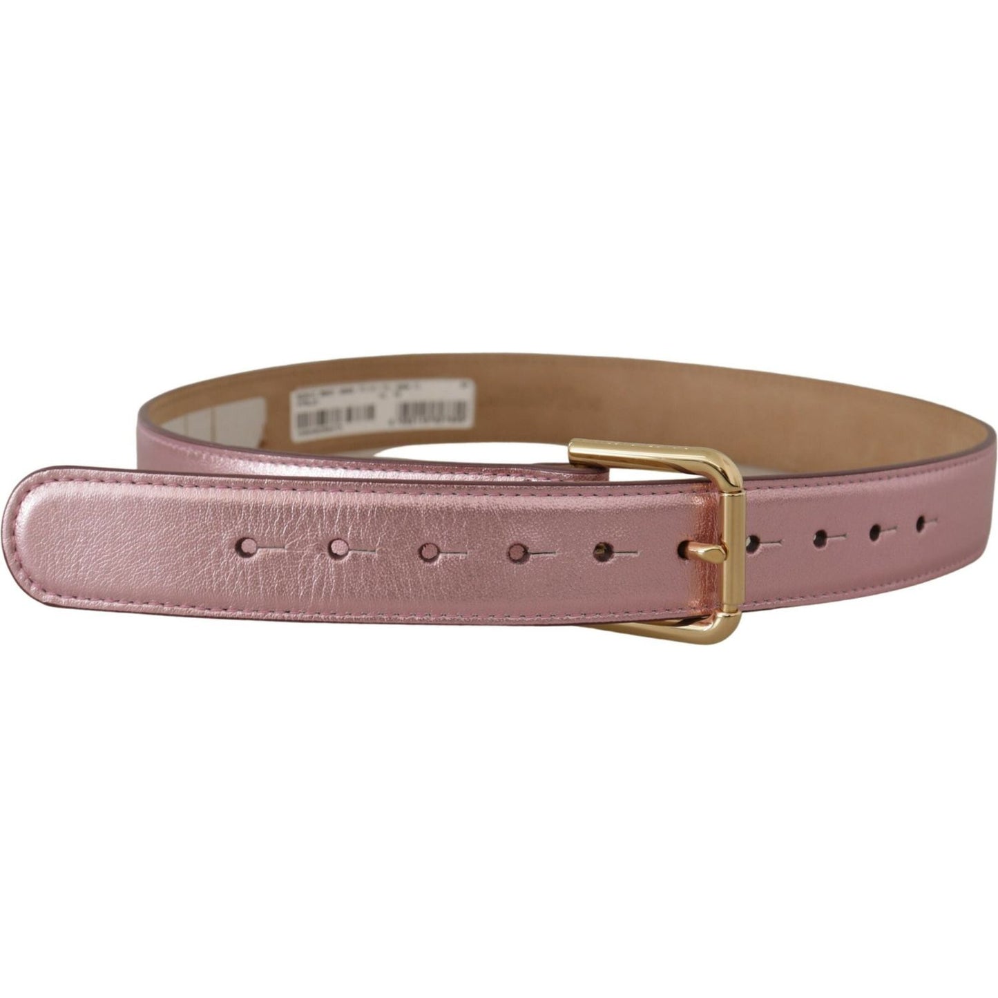 Dolce & Gabbana Elegant Metallic Pink Leather Belt Dolce & Gabbana Dim Gray
