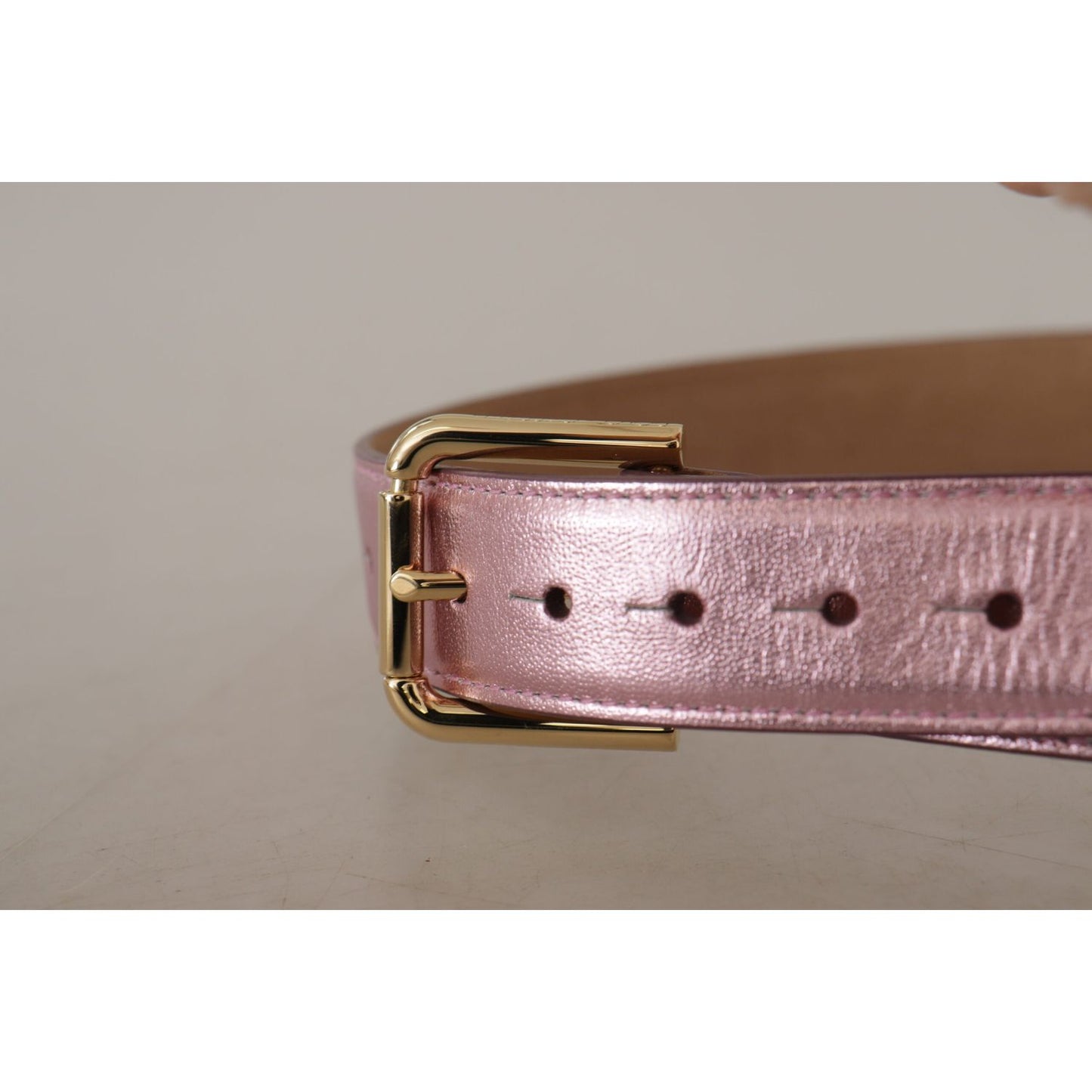 Dolce & Gabbana Elegant Metallic Pink Leather Belt Dolce & Gabbana Rosy Brown